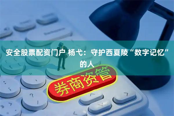 安全股票配资门户 杨弋：守护西夏陵“数字记忆”的人